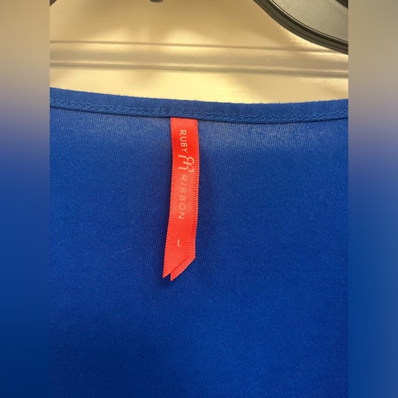 Ruby Ribbon L Long Sleeve Royal Blue Knit Top Slimming - Picture 3 of 9